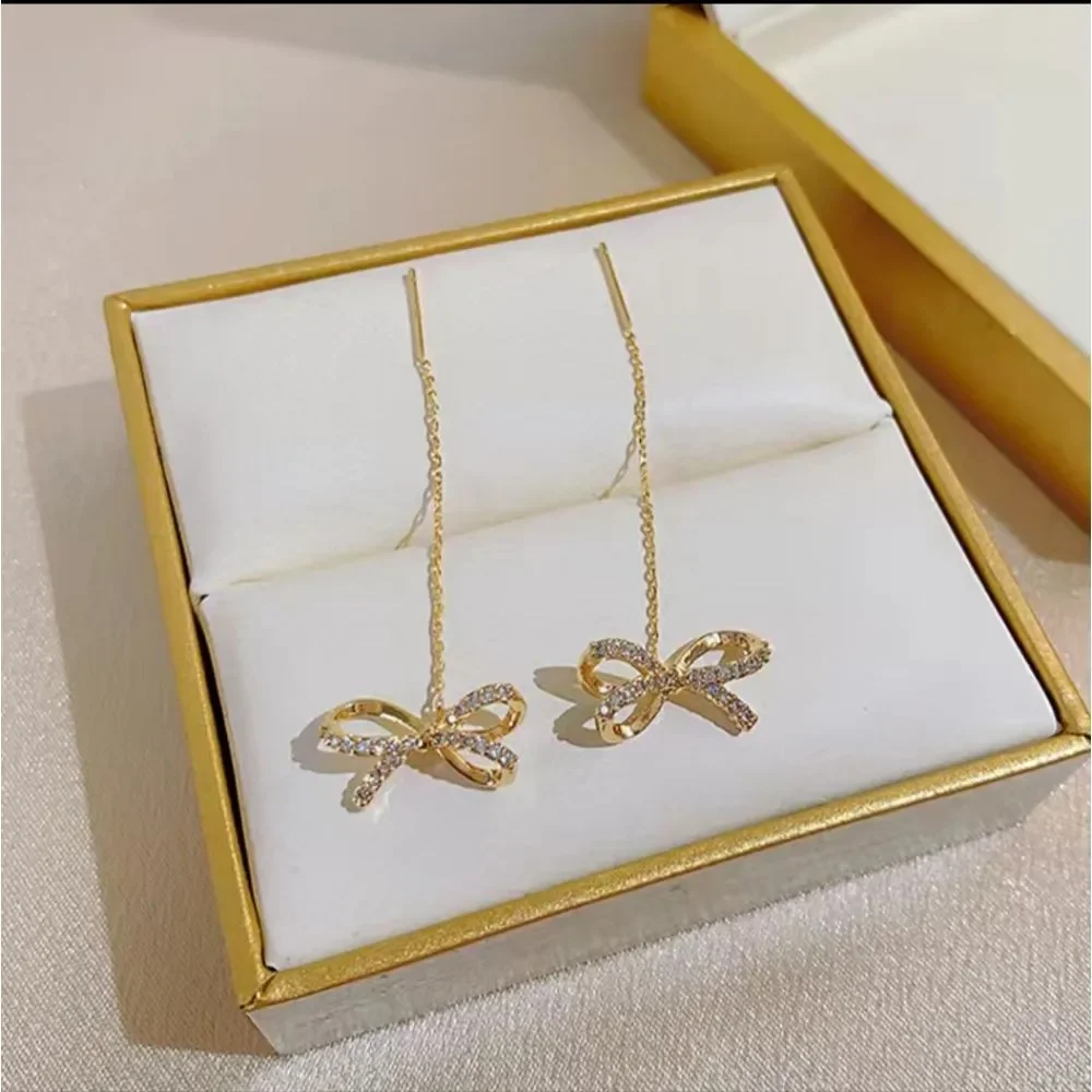 ✨️ Elegent Bowknot Long Tassel Linear Earrings